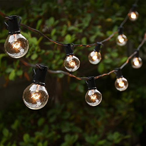 Lightdot Globe String Lights Indoor, 50ft G40 Outdoor Patio String Lights 2700K with 50 plus1 Edison Glass Clear Bulbs, Waterproof Bistro Backyard Hanging Lights for Porch Balcony Deck Party Decor