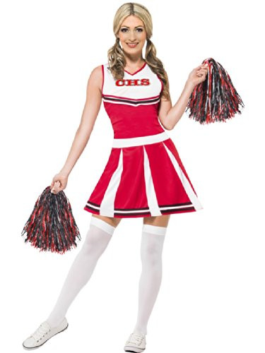 Smiffys Women Cheerleader Costume, Red, M - US Size 10-12