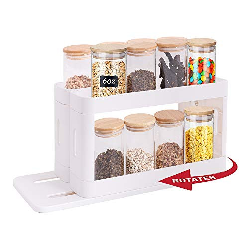 Food Jars Holder,Pull Out Spice Rack,2 Tier Vertical Adjustable Cans Organizer,Big Size