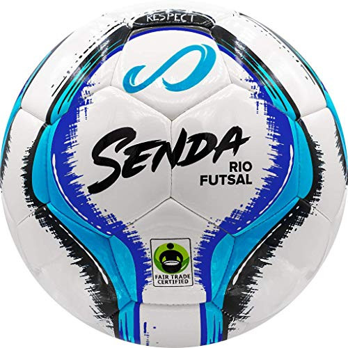 SENDA Rio Premium Training Futsal Ball, Fair Trade Certified, Blue/Black, Size 4 -Ages 13  and  Up-