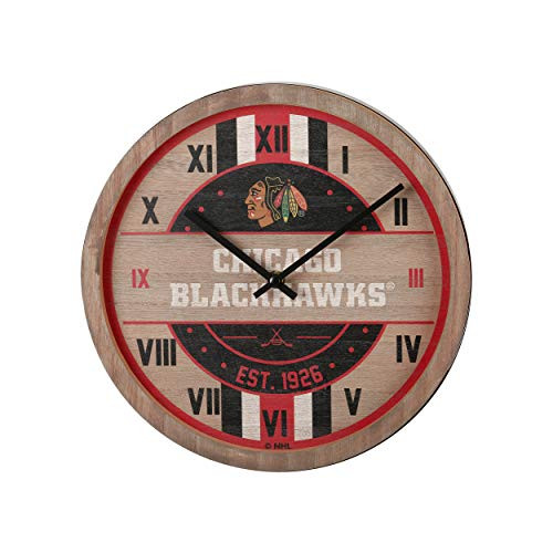 FOCO Chicago Blackhawks NHL Barrel Wall Clock FOCO Chicago Blackhawks NHL Barrel Wall Clock