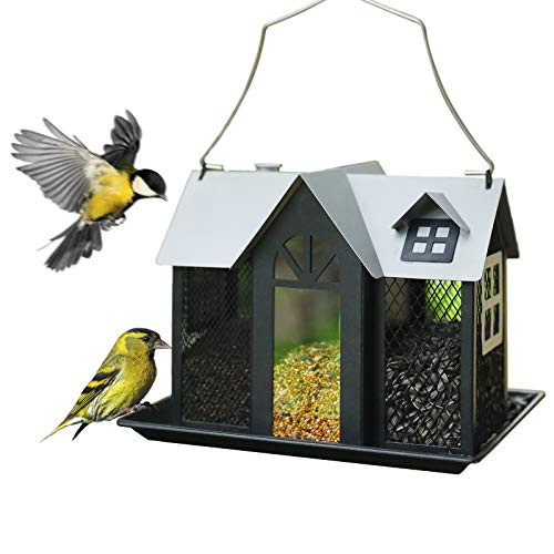 Kingsyard Bird Feeder House for Outside Metal Mesh Wild Bird Feeder Home with Triple Feeders for Finch Cardinal Weatherproof Garden Yard Outdoor Decoration, NOT Squirrel Proof