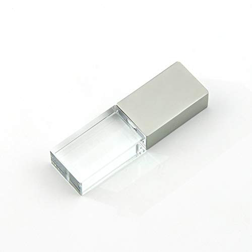 16GB USB 2.0 LED Light Flash Drive Crystal Transparent Glass Pen Drive Memory Stick Thumb Drives Pendrive