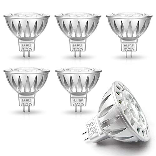 ALIDE MR16 7W 4000K Neutral White Led Bulbs,50W-75W Halogen Equivalent,12V Low Voltage GU5.3 MR16 Bulb Spotlight for Outdoor Landscape Flood Track Recessed Lighting,560lm,38 Deg,6 Pack
