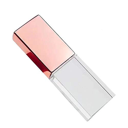 Rose Gold Crystal 8GB USB 2.0 Flash Drive LED Light Glass Pen Drive Thumb Drive Memory Stick Pendrive USB Stick
