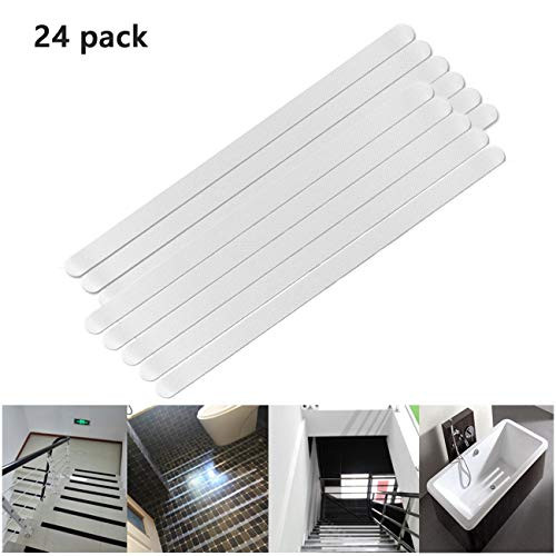 Anti-Slip Strips, Safety Shower Treads Stickers, Bathtub Non Slip Stickers, Anti Skid Tape for Shower,Tub,Steps, Floor-Strength Adhesive Grip Appliques for Baby,Senior,Adult -15 0.8In (24pcs,Clear)