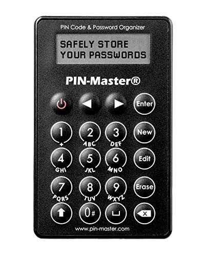 PIN-Master PIN Code  and  Password Manager -Up to 125 Codes- - Electronic PIN Code  and  Password Organizer - Basic Password Keeper - Electronic Password Journal - Password Book Small and Practical Size
