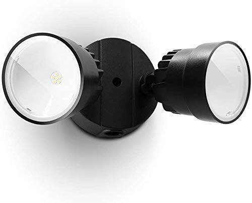 LUTEC P6221B-D2D 1130 Lumen 15 Watt 28 LED Dual-Head Flood Light Outdoor Dusk to Dawn Waterproof Exterior Security Wall Light for Patio, Garden,Yard-White