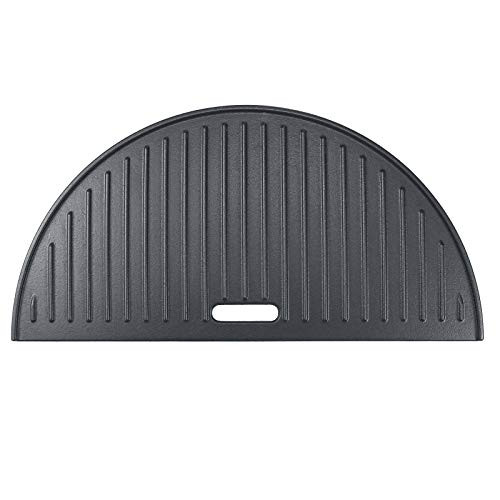 Hisencn 18" Half Moon Cast Iron Reversible Griddle for Kamado Joe KJ-23RHC Classic II, KJ23NRHCI Classic III, KJ23RH Classic I, Stand-Alone Classic, Large Big Green Egg and other 18 inch Kamado Grills