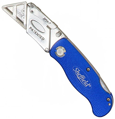 12113 Sheffield Lockback Utility Knife - 3.50" Handle - Aluminum Handle - Blue