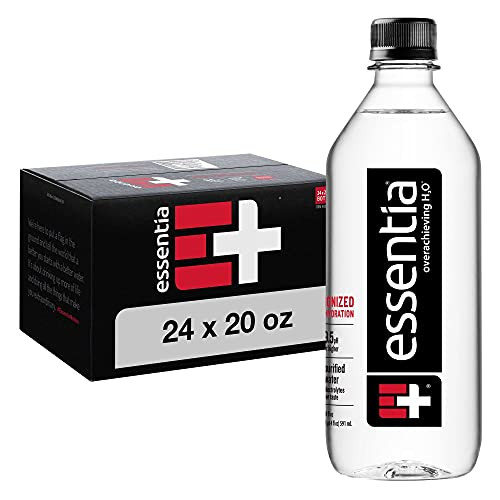 Essentia Bottled Water, 20 Ounce, Pack of 24 Bottles- 99.9 percent Pure, Infused with Electrolytes for a Smooth Taste, pH 9.5 or Higher- Ionized Alkaline Water