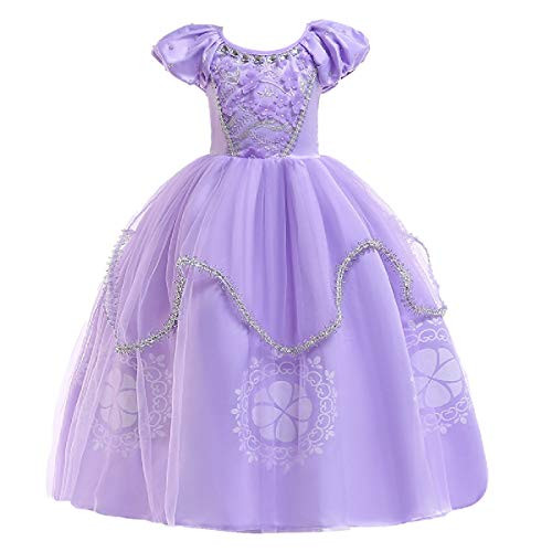 FMYFWY Girls Princess Sofia Fancy Dress Rapunzel Costume Carnival Halloween Christmas Birthday Party Ball Gown 9-10T