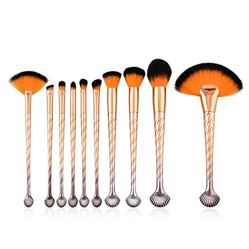 HIOJDWA Makeup Brushes 5 Pcs Shell Handle Professional Makeup Brushes Kit Tools Fan Foundation Powder Blush Eyeshadow Cosmeti10