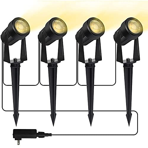 Kavaikid 12W LED Landscape Lighting with 46Ft Cable and Transformer IP65 Waterproof 12V Low Voltage Landscape Spotlights for Outdoor Garden Yard Lawn Trees, Warm White-4-in-1- -A- Kavaikid 12W LED Landscape Lighting with 46Ft Cable and Transformer IP65 Waterproof 12V Low Voltage Landscape Spotlights for Outdoor Garden Yard Lawn Trees, Warm White-4-in-1- -A-