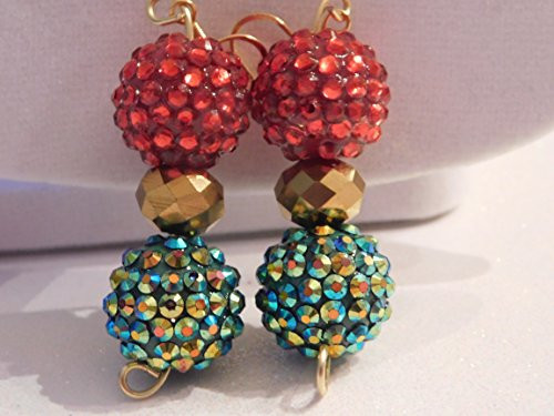 Christmas Earrings * Green and Red Disco Ball Jewelry * Christmas Drop Earrings * Christmas Jewelry * Red, Green and Gold Jewelry Christmas Earrings * Green and Red Disco Ball Jewelry * Christmas Drop Earrings * Christmas Jewelry * Red, Green and Gold Jewelry