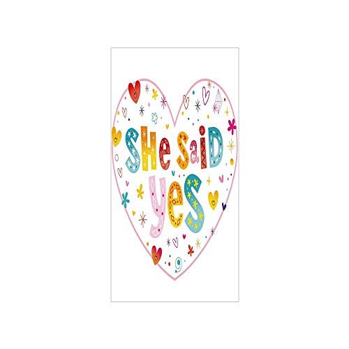 3D Decorative Film Privacy Window Film No Glue,Engagement Party Decorations,Hippie Hearts Flowers Dots Rainbow Colored She Said Yes Quote,Multicolor,for Home and Office