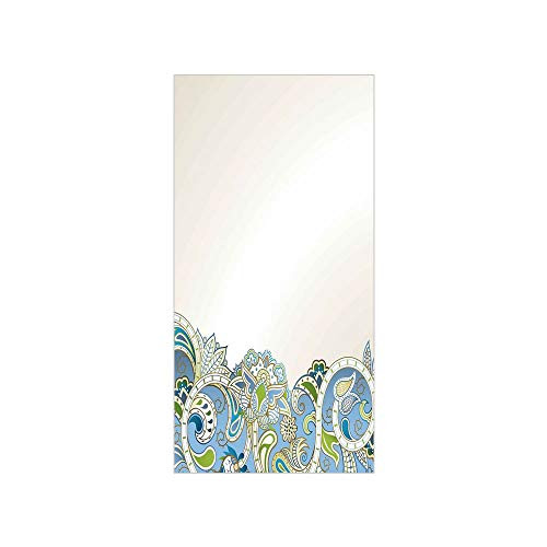 3D Decorative Film Privacy Window Film No Glue,Floral,Abstract Flower Pattern with Curvy Swirled Branches and Leaves Ornamental Design Art,Multicolor,for Home and Office