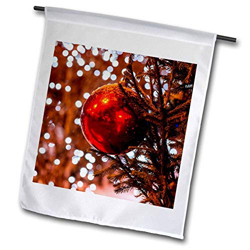 3dRose A red Ornament Ball on a Christmas Tree. White Decorative Lights - Flags -fl_328734_2-