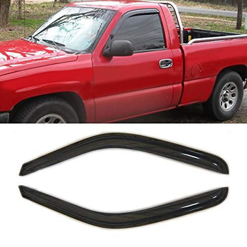 Deebior 2pcs Front Dark Smoke Tinted Sun/Rain Guard Vent Shade Window Visors Compatible With 99-06 Silverado/Sierra 1500/2500/3500/2500 HD Regular Cab 07 -Except 2007 New Body Style-