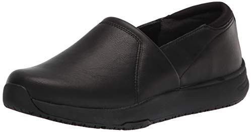 Dr. Scholl's Shoes Women's Dive in Slip-Resistant Slip On, Black Smooth, 7.5 Wide