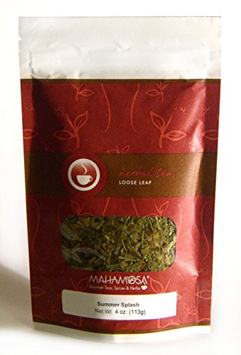 Mahamosa Herbal Herb Tea Blend and Tea Infuser Set- 4 oz Summer Splash Herbal Tea, 1 Stainless Steel Tea Ball Infuser -Bundle- 2 items--Tea ingredients- Lemongrass, lemon myrtle, eucalyptus, marigolds, rose hips and orange flavor-