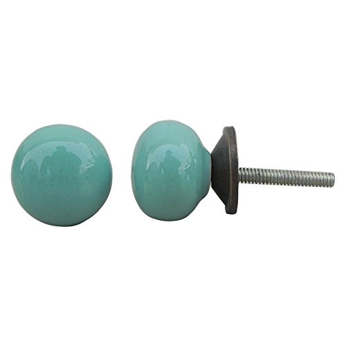 IndianShelf 2 Piece Handmade Green Ceramic Solid Dresser Knobs Drawer Cabinet Door Kitchen Wardrobe Pulls Handles