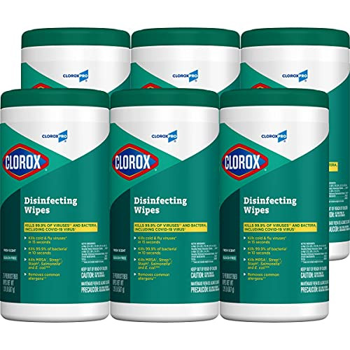 CloroxPro Disinfecting Wipes, Fresh Scent, 75 Count -Package May Vary- -Pack of 6- -15949-