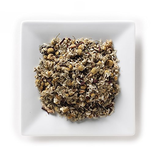 Mahamosa Herbal Flower Tea Blend and Tea Infuser Set- 4 oz Lemon Chamomile Herbal Tea, 1 Stainless Steel Tea Ball Infuser -Bundle- 2 items--Tea ingredients- Chamomile, lemon peel, and hibiscus, with lemon flavor-