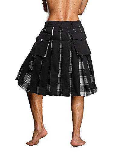 Mens Utility Kilt Scottish Black  and  Irish Tartan Hybrid Royal Stewart Highland Traditional Kilts