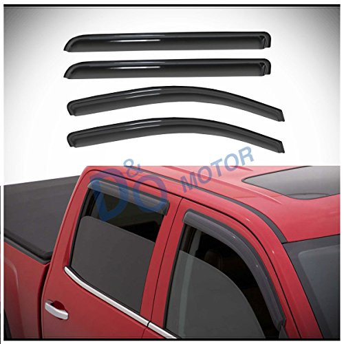 D and O MOTOR 4pcs Front plusRear Smoke Sun/Rain Guard Outside Mount Tape-On Window Visors For 14-18 Chevy Silverado/GMC Sierra 1500 15-18 2500/3500 HD Crew Cab With 4 Full Size Doors