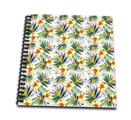 3dRose Pretty Yellow Tropical Flowers With Fan Leaves Pattern - Drawing Books -db_328111_1-