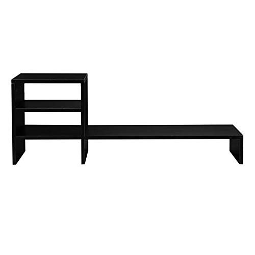 Utility Shelves Wood Computer Monitor Stand Raiser with 3 Tier Desktop Organizer Storage Shelf and PC Screen TV Riser for Home Office