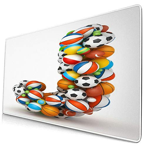 CANCAKA Large Gaming Mouse Pad?Letter J,Stacked from Gaming Balls Alphabet?Non-Slip Rubber Mouse Pads Mousepad for Gaming Computer Office Desk,75x40x0.3cm