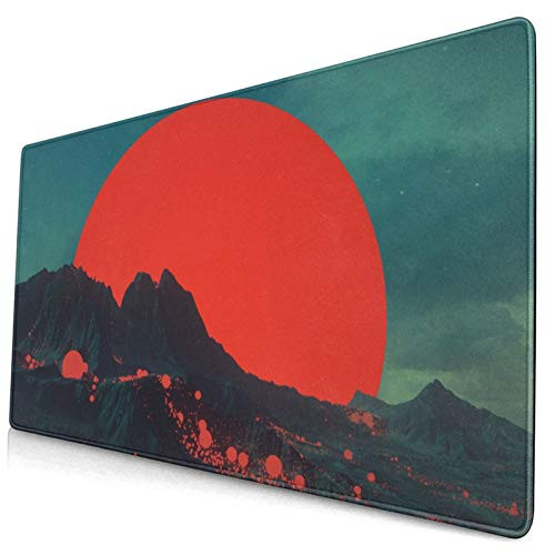 CANCAKA Large Gaming Mouse Pad?Digital Art Fan Art Fantasy Art Planet Mountains Red Space?Non-Slip Rubber Mouse Pads Mousepad for Gaming Computer Office Desk,75x40x0.3cm