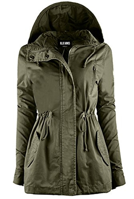 OLLIE ARNES Anorak Zip Up Jacket, Lightweight Safari Military Parka Junior to Plus Size 43 Olive M