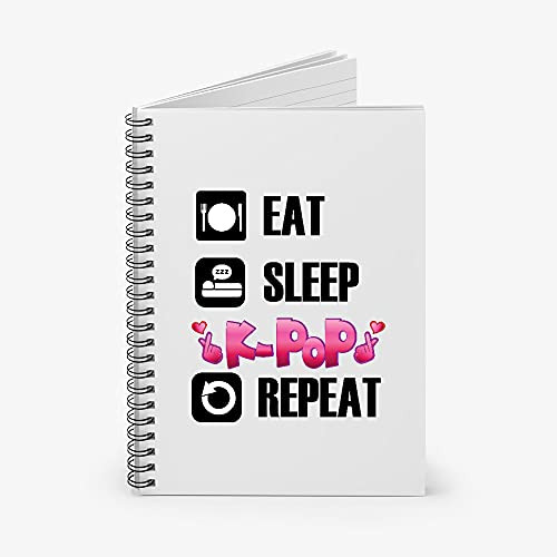 Eat Sleep Kpop Repeat Korean Spiral Notebook - Ruled Line