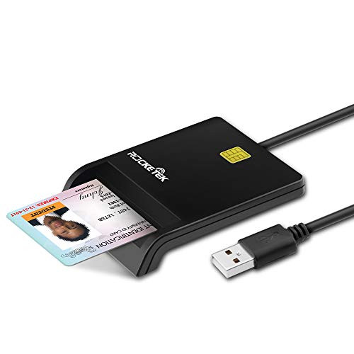 Rocketek CAC Smart Card Reader - DOD Military USB Common Access Card Reader - Compatible with Windows XP/Vista/7/8/10, Mac OS X / RT-SCR1 ID / IC Bank Card Reader