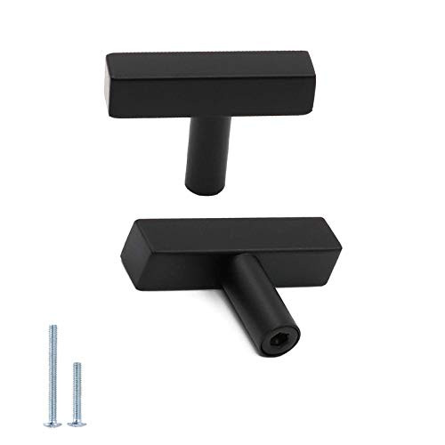 15Pcs goldenwarm Dresser Knobs Black Square T Knobs for Kitchen Cabinet Handles - LSJ22BK Modern Cabinet Drawer Knobs Bathroom Cabinet Door Hardware 2 Inch -50mm- Overall Length