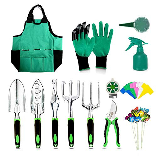 BESTHLS 40pcs Garden Tools Set with Organizer Bag Include Heavy Duty Gardening Kit Garden Gloves  and  Handbag Aluminum Outdoor Hand Tools with Trowel Pruners Ideal Gift for Woman Men Garden Lovers