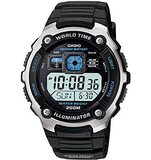 Casio Sports Quartz Watch with Resin Strap, Black, 16 -Model- AE-2000W-1AVCF-