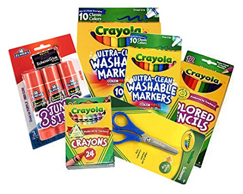 Basic Crayola School Supply Kit - Back to School 6 Items -Washable Crayola Markers Bundle- Basic Crayola School Supply Kit - Back to School 6 Items -Washable Crayola Markers Bundle-