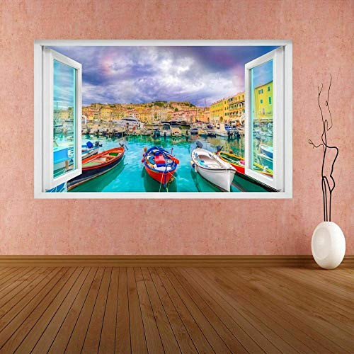 ZJJCP Wall Stickers Harbour Boats   Wall Stickers Mural Decal 3D Art Mural Poster 50x70cm
