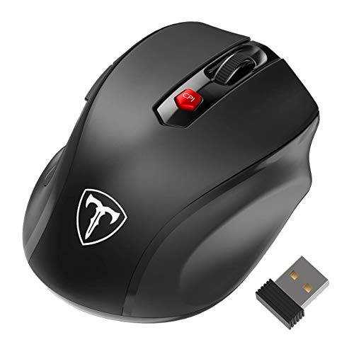 Habor [Upgraded Version] Wireless Mouse, 2.4G Wireless Mice Optical PC Laptop Computer with USB Nano Receiver, 6 Buttons, 5 Adjustable Levels, 2400 DPI Compatible for Windows Mac MacBook Linux, Black