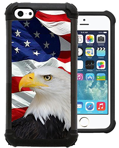 Corpcase - Hybrid Case for iPhone 5C - Bald eagle usa flag distressed/ Unique Case With Great Protection