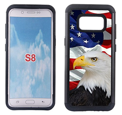Corpcase - Hybrid Case for Galaxy S8 - Bald Eagle USA Flag Distressed / Unique Case With Great Protection