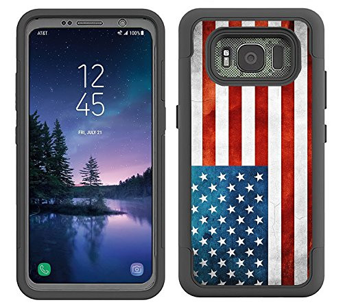 Corpcase - Hybrid Case for Galaxy S8 Active - Grunge USA Flag Distressed / Unique Case With Great Protection