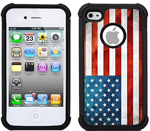 CorpCase iPhone 4 Case / iPhone 4S Case - Grunge usa flag distressed/ Hybrid Unique Case With Great Protection