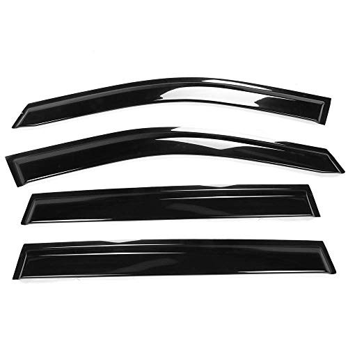 IKON MOTORSPORTS, Tape on Window Visor Compatible With 2019-2020 Toyota RAV4, Acrylic Dark Smoke 4PCS Sun Rain Shade Guard Wind Vent Air Deflector