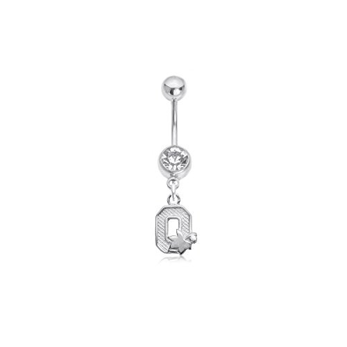 Ohio State University Buckeyes OSU Sterling Silver Jewelry by Dayna Designs (Belly Button Ring - Nut and Leaf)