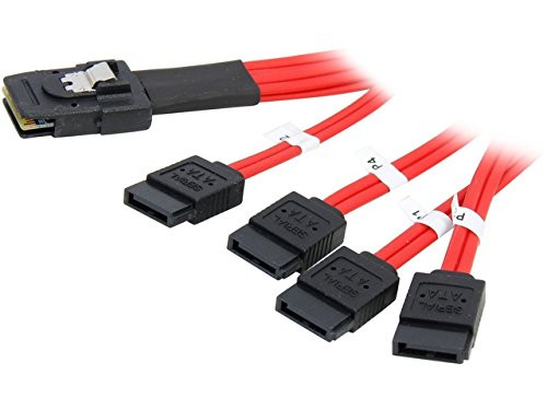AYA Mini SAS to 4-SATA (7-Pin) SFF-8087 Multi-Lane Forward Breakout Internal Cable 19 Inch